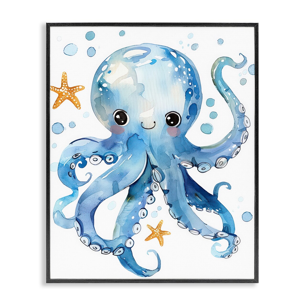 Stupell Industries Happy Smile Octopus Framed Giclee Wall Art Design by Franklyn Gregory